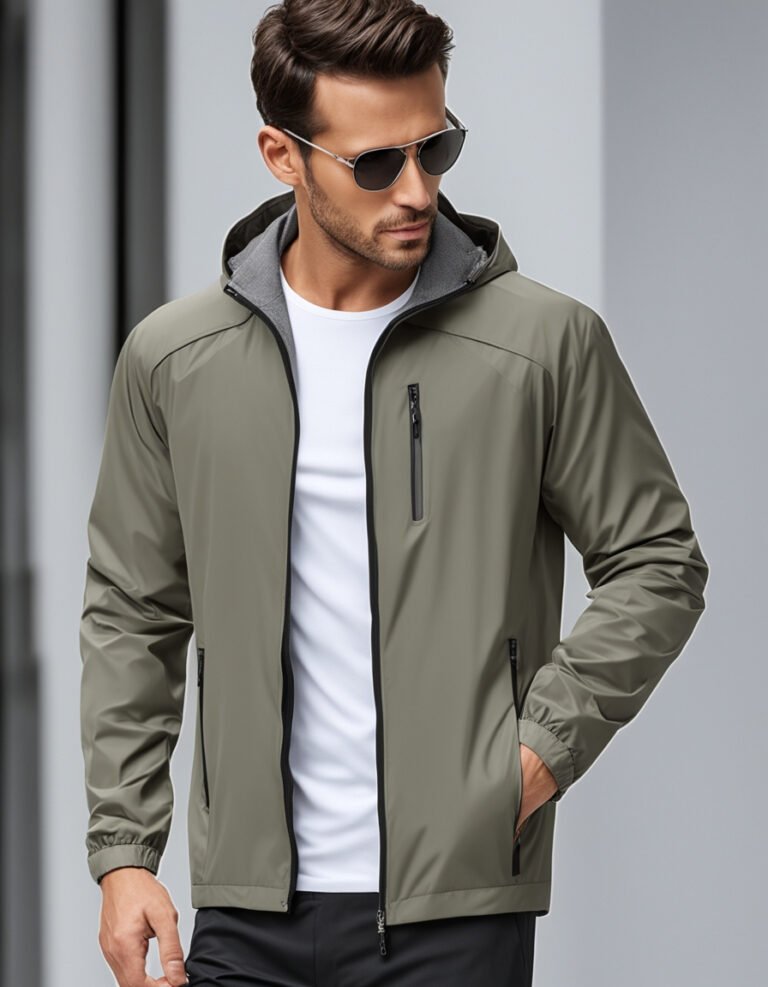 Men's Lightweight Jackets Casual Windbreaker Stylish Light Golf Full Zip Up Work Dress Business with Zip Pockets